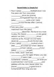 English Worksheet:  Present Perfect or Simple Past