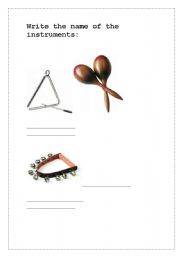 English worksheet: Percussion instruments