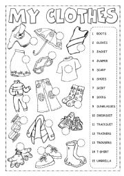 English Worksheet: Clothes Pictionary