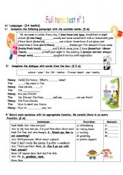 English Worksheet: full term test n 1