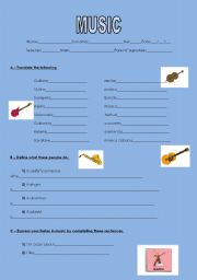 English worksheet: Music