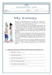 English Worksheet: TEST - MY FAMILY