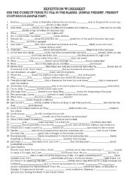 TENSE REVISION SIMPLE PRESENT,PRESENT CONT., SIMPLE PAST