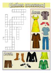 English Worksheet: Clothes crossword