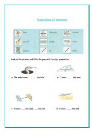 English worksheet: prepositions of movement