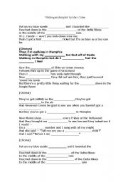 English worksheet: Walking in Memphis Marc Cohen song gap-fill