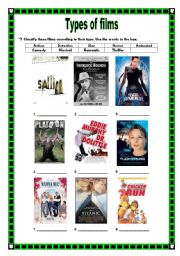 English Worksheet: Types of films