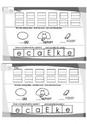 letter e worksheet