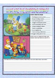English Worksheet: WHAT ARE THE SIMPSONS DOING?