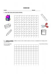 English worksheet: School Things