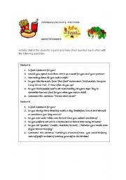 English worksheet: food questionnare