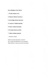 English worksheet: 7 blunders of the world