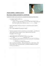 English Worksheet: LISTENING - SPEAKING ACTIVITY UPON MOVIE TRAILER: 