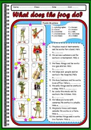 English Worksheet: OCCUPATIONS-what does the frog do?