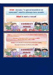 English Worksheet: CORRECT USAGE GRAMMAR GUIDE CARDS Set 1 of Set 10