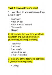 English Worksheet: Exercise and Lifestyle Lesson