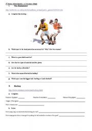 English worksheet: treasure hunt on irish sports