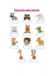 English Worksheet: Name the cute animals
