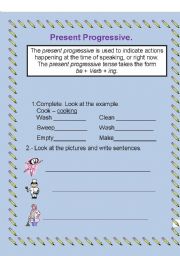 English worksheet: PRESENT PROGRESSIVE