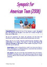 WORKSHEET for VIDEO : American Teen ( documentary) doc 2
