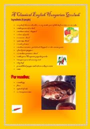 English Worksheet: Hungarian Goulash recipe + Exercise