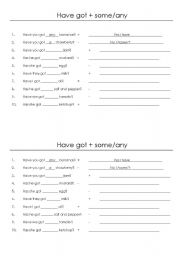 English worksheet: Some or Any worksheet