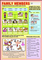 English Worksheet: Family Members