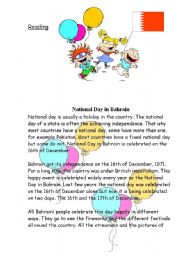 English worksheet: nathional day