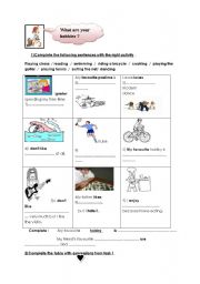 English worksheet: hobbies