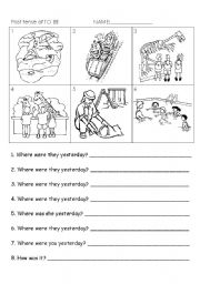 English Worksheet: TO BE past tense test