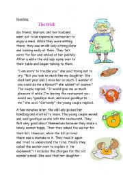 the trick reading activity