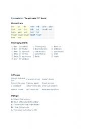 English Worksheet: Pronunciation Th sound