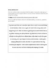 English worksheet: COMMON WRITING MISTAKES EXERCISE + MARKING SYMBOLS FOR TEACHERS