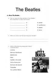English Worksheet: the beatles