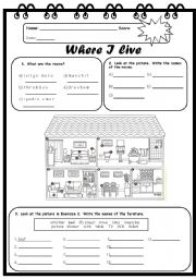 English Worksheet: where I live