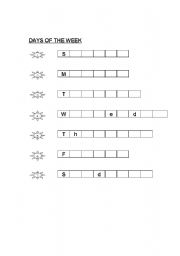 English worksheet: Week days Spelling