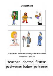 English worksheet: Fun matching game (occupations)