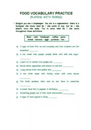 English worksheet: Food vocabulary practice