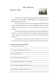 English Worksheet: Daily Routines (with a reading passage)