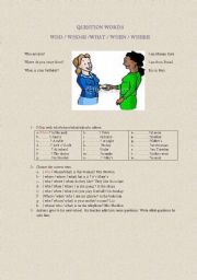 English worksheet: question words