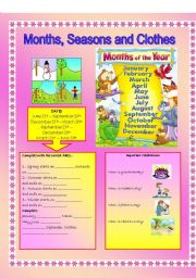 English Worksheet: Months, seasons and clothes!