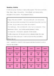 English worksheet: Speaking activity