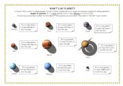 English Worksheet: planets, solar system