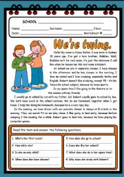 English Worksheet: WERE TWINS ( 2 PAGES )