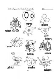 English Worksheet: letter O 