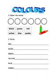 English Worksheet: Colours