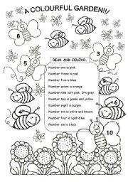 English Worksheet: Lets colour the bees & butterflies!!!