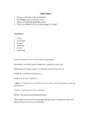 English Worksheet: At the Circus