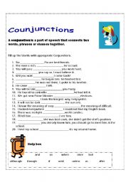 English Worksheet: Conjunctions 