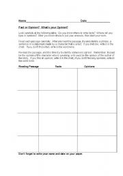 English worksheet: Fact or Opinion